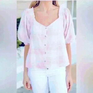 LUSH- women’s cute pink plaid blouse